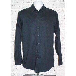 Kenneth Cole New York Men's 15.5 34-35 Black Cotton Button Down Dress Shirt